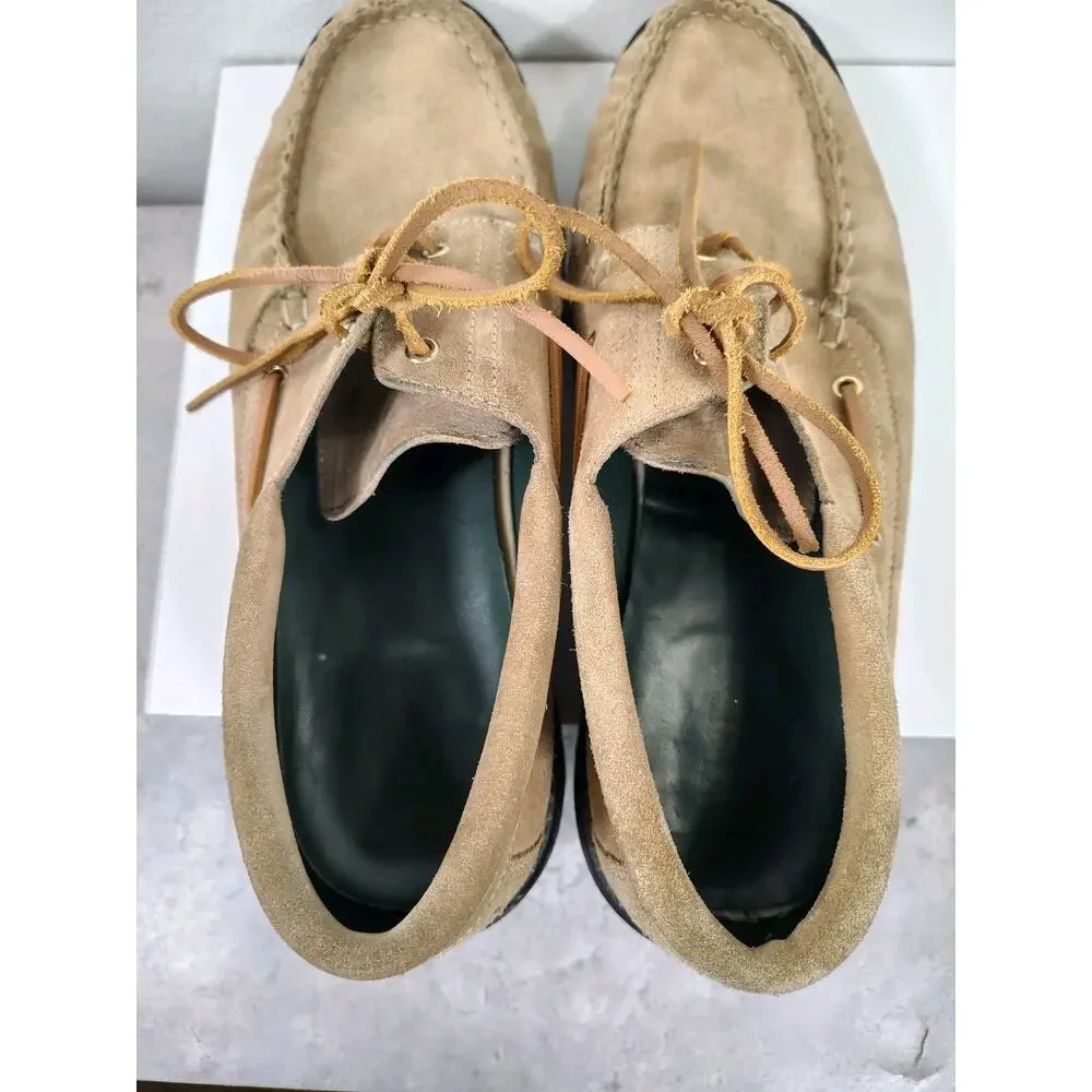 VINNY’s Aztec Boat Shoes Men's 13 Beige Suede Vibram Loafers Made In Portugal